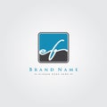 Minimal Business Logo for Initial Letter EF - Handwritten Signature Style Royalty Free Stock Photo