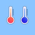 The thermometer. Set of thermometers. The thermometer in red and blue.