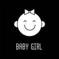 Cute baby girl  face line icon. Royalty Free Stock Photo