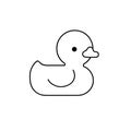 Yellow rubber duck toy, bath toy line icon. Royalty Free Stock Photo