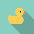 Yellow rubber duck toy, bath toy icon. Royalty Free Stock Photo