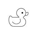 Yellow rubber duck toy, bath toy line icon. Royalty Free Stock Photo