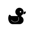 Yellow rubber duck toy, bath toy icon. Royalty Free Stock Photo
