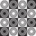 Retro sunburst vector background. Black and white design element. Seamless repeating pattern Royalty Free Stock Photo