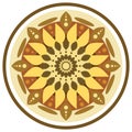 Illustration vector graphic of mandala design with brown and simple ornaments.