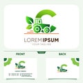 Initial Letter C Tractor Agriculture Gardening Logo Design Vector Graphic