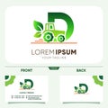 Initial Letter D Tractor Agriculture Gardening Logo Design Vector Graphic