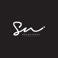 Handwritten Signature Logo for Initial Letter SU, SV and SN