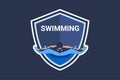 Swimming Club Logo Design. Swimmer icon design. Royalty Free Stock Photo