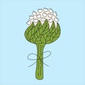 Hand drawn bouquet of spring blooming snowdrop flowers