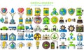 Power plant green Energy lineal multi color icon set