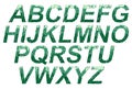 Green distressed alphabet.Art font.