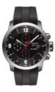 Realistic watch chronograph stainless steel black rubber clockwise red white fashion for men design luxury isolated vector