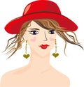 Pretty fashion girl in a red hat