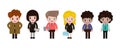 Group of working people standing on white background, business men and business women in flat design people characters Various