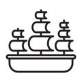 boat outline icon. suitable for vehicle themes, transportation, coloring book, sea, fisherman etc.