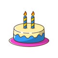 Birthday cake vector illustration with cartoon style isolated on white background Royalty Free Stock Photo