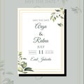 Greenery Watercolor Floral wedding invitation template card design Royalty Free Stock Photo