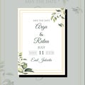 Greenery Watercolor Floral wedding invitation template card design