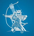 Group of Samurai Japanese Warrior Ronin with Weapons Action Cartoon Graphic Vector Royalty Free Stock Photo