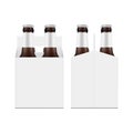 Carrier Packaging Box Mockup with Four Brown Glass Beer Bottles Royalty Free Stock Photo