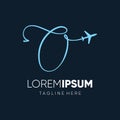 Letter O Initial Jet Plane Logo Design Vector Icon Emblem Illustration Graphic Royalty Free Stock Photo