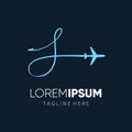 Letter S Initial Jet Plane Logo Design Vector Icon Emblem Illustration Graphic Royalty Free Stock Photo