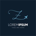 Letter Handwriten Z Initial Jet Plane Logo Design Vector Icon Emblem Illustration Graphic Royalty Free Stock Photo