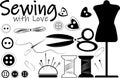 A set of items for sewing