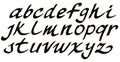 Handdrawn brushstrokes font.Vector lowercase letters.