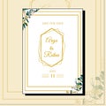 Elegant hand drawing wedding invitation floral design Royalty Free Stock Photo