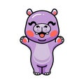 Cute baby hippo cartoon raising hands