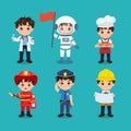 Collection of cute boy in different profession. Labor day clip art.