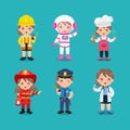 Collection of cute girl in different profession. Labor day clip art.