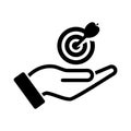 Goal target on hand icon isolated on white background Royalty Free Stock Photo