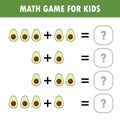 Mathematics educational game for children. Learning counting, addition worksheet for kids. math Addition Subtraction Puzzle fruit Royalty Free Stock Photo