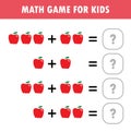 Mathematics educational game for children. Learning counting, addition worksheet for kids. math Addition Subtraction Puzzle fruit Royalty Free Stock Photo