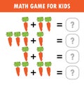 Mathematics educational game for children. Learning counting, addition worksheet for kids. math Addition Subtraction Puzzle fruit Royalty Free Stock Photo