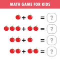 Mathematics educational game for children. Learning counting, addition worksheet for kids. math Addition Subtraction Puzzle fruit Royalty Free Stock Photo