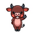 Cute baby bull cartoon waving hand Royalty Free Stock Photo