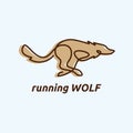 Running wolf one line art logo Royalty Free Stock Photo