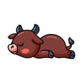 Cute baby buffalo cartoon sleeping