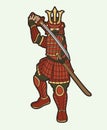 Samurai Warrior with Weapon and Armor Ronin Japanese Soldier Fighter Action Graphic Vector