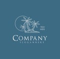 Dates palm tree logo line art design minimalist Vector Design Illustration. Coconut tree Island beach mono line design inspiration Royalty Free Stock Photo