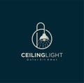 Ceiling lamp logo Line in modern design Vector illustration on a Black background. High quality black outline pictogram for web si