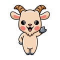Cute baby goat cartoon waving hand Royalty Free Stock Photo