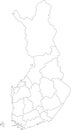 map of Finland to study colorless with outline, black and white Royalty Free Stock Photo