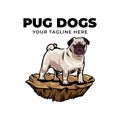 PrintCool pug dog concept logo vector icon illustration Royalty Free Stock Photo