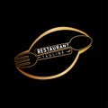 Luxury Restaurant Logo Design. With premium gold spoon and fork