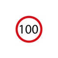 Signal limite de vitesse numÃÂ©ro 100 100 illustration vectorielle. Royalty Free Stock Photo